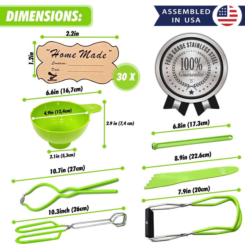 Supa Ant Canning Supplies - USA Assembled & Certified Food Grade Stainless Steel Canning tools - Canning set/pickling kit for beginners - Canning kit includes extra wide mouth funnel for mason jars - Image 5